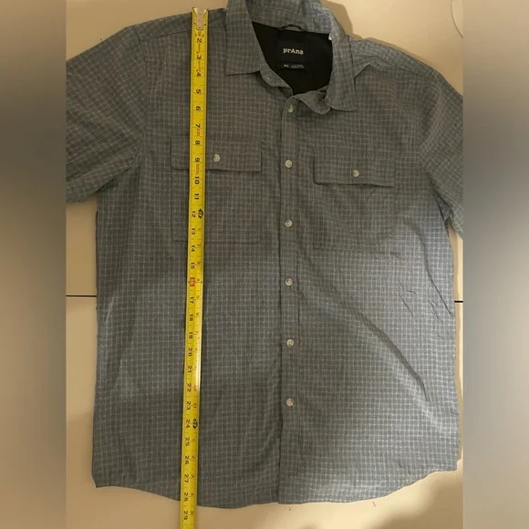 Prana Garvan Lightweight Wicking Athletic Button Down Short Sleeve Shirt Medium - Picture 4 of 6